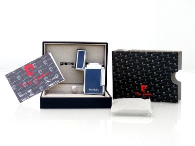 Pierre Cardin Luxus Feuerzeug Paris Silver Blue